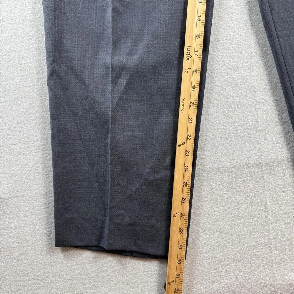 Lauren Ralph Lauren Pants Mens 38x30 Gray Wool Check Flat Front Dress Slacks